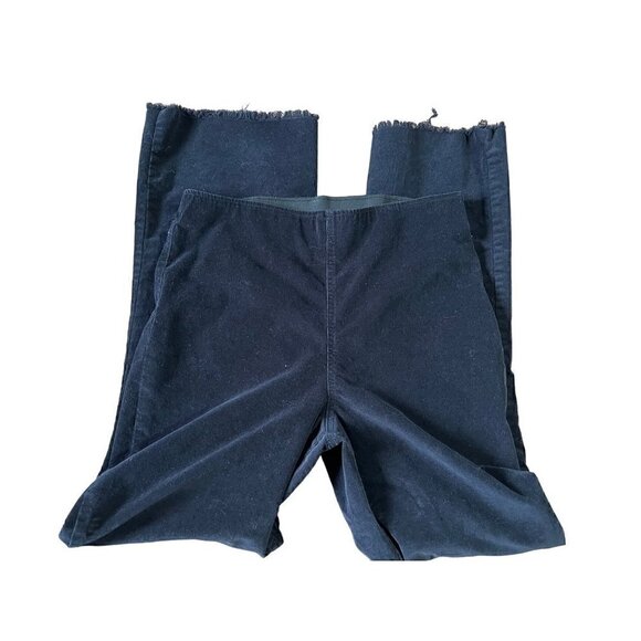 Knox Rose Pants Sz 12 Coruroy Black Raw Hem Wide Leg Pull On Elastic Waist - Picture 1 of 7